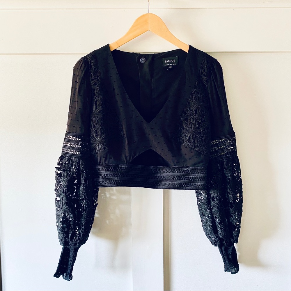 Bardot cut-out crop blouse NWOT